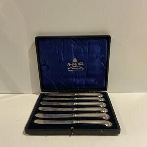 6 English Sterling Handle Butter Knives 1919 London